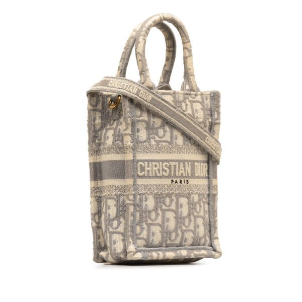 Dior Oblique Book Tote Mini Vertical Bag Cotton Handbag - Image 3