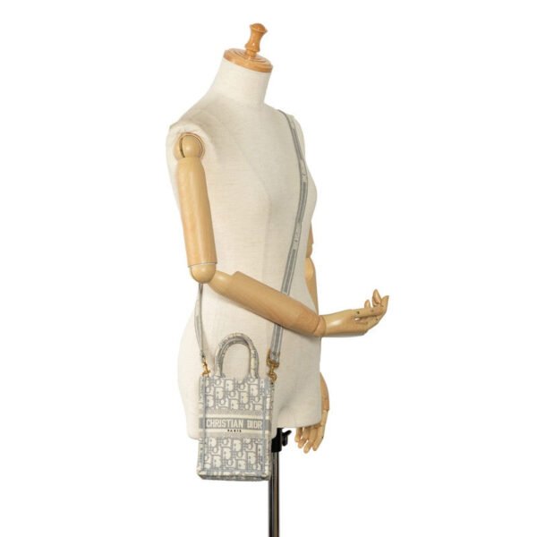 Dior Oblique Book Tote Mini Vertical Bag Cotton Handbag - Image 9
