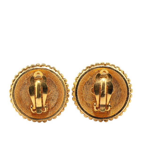 Chanel Vintage Gold Plated Faux Pearl Earrings - Image 2