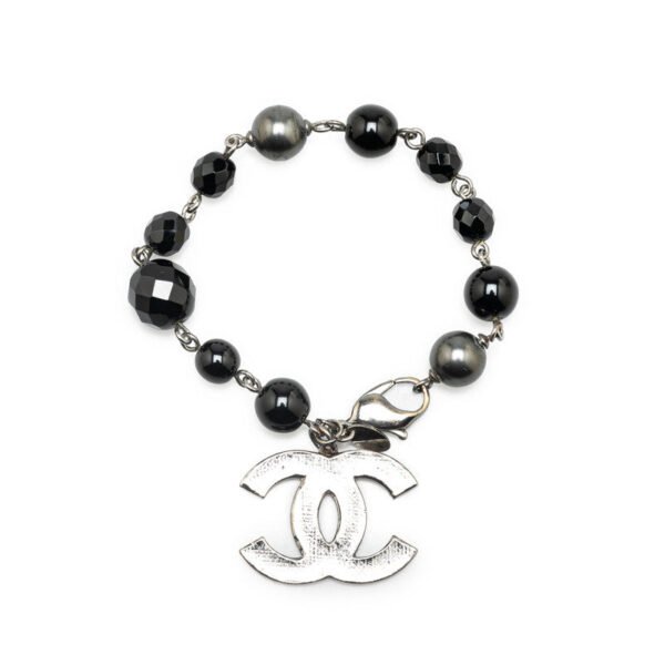 Chanel Coco Mark Bracelet Silver Black Metal - Image 2