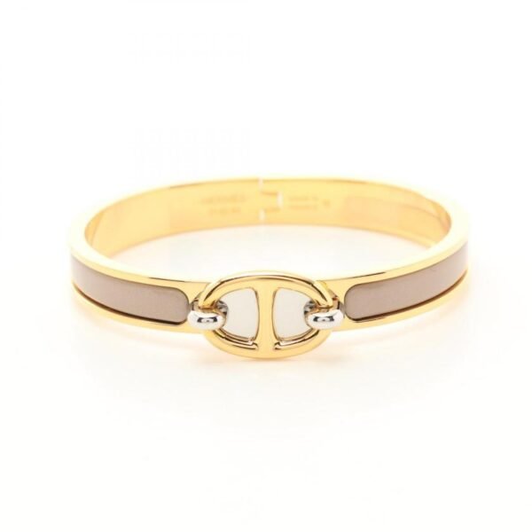 Pre-loved HERMES Mini Click Chaîne d'Ancre Beige Marfa Bangle GP Enamel Gold - Image 5