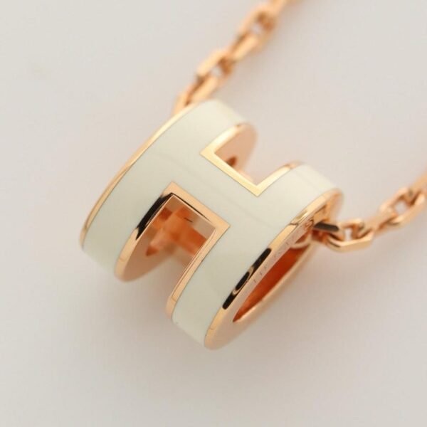 Pre-loved HERMES MINI POP H Necklace Pink Gold Off White