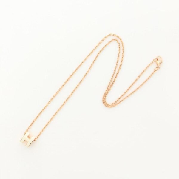 Pre-loved HERMES MINI POP H Necklace Pink Gold Off White - Image 2