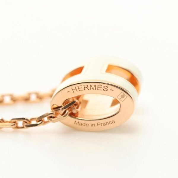 Pre-loved HERMES MINI POP H Necklace Pink Gold Off White - Image 4