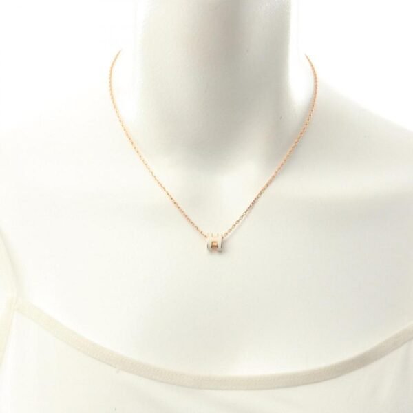 Pre-loved HERMES MINI POP H Necklace Pink Gold Off White - Image 5