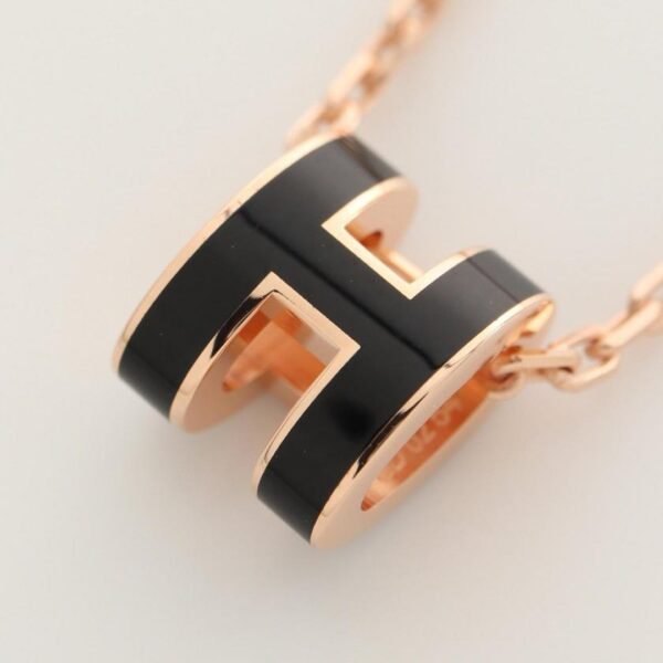 Pre-loved Hermes Mini Pop H Necklace Pink Gold Black
