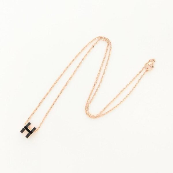 Pre-loved Hermes Mini Pop H Necklace Pink Gold Black - Image 2