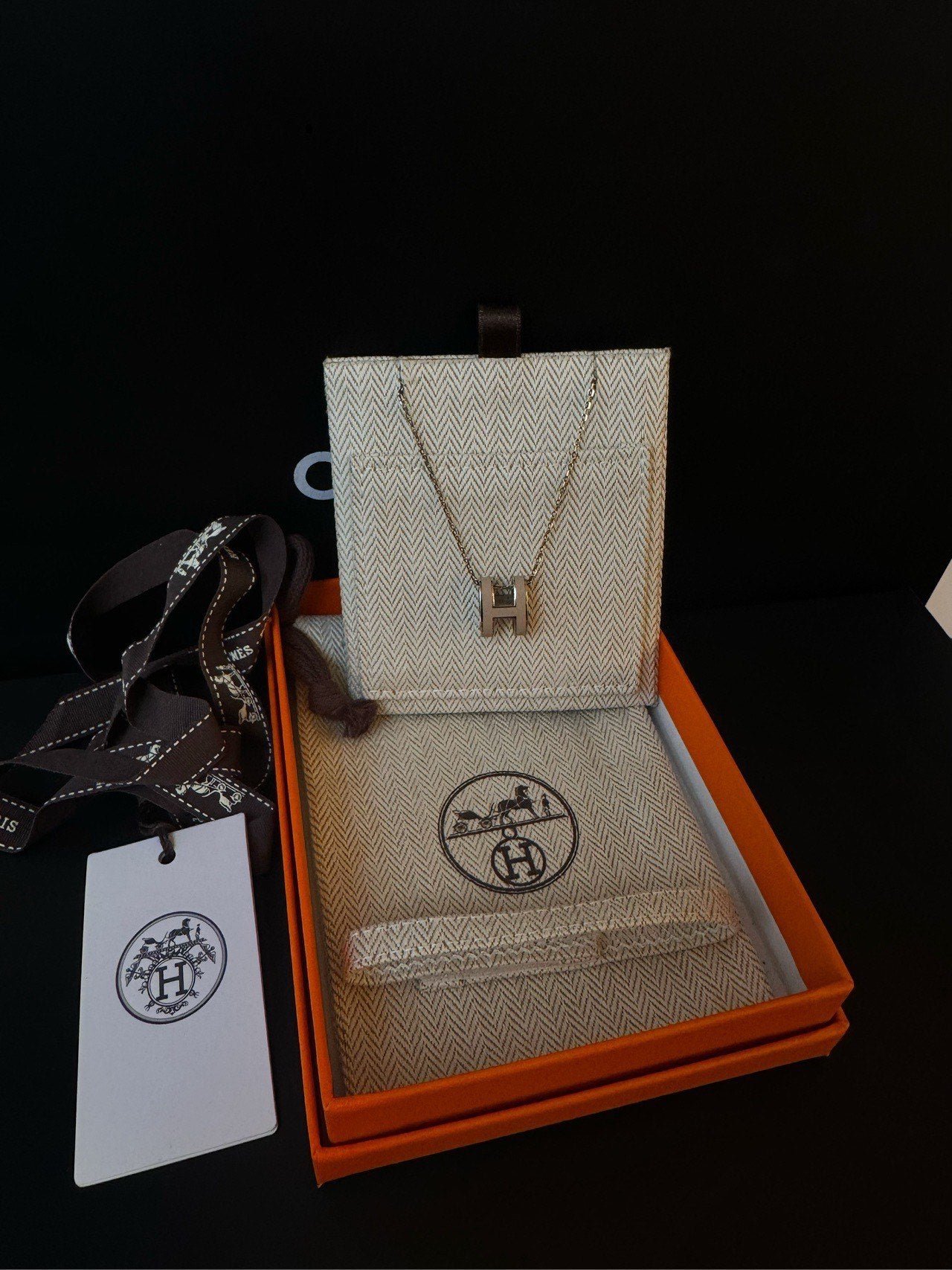 Hermes Large Milk Tea H Pop Necklace