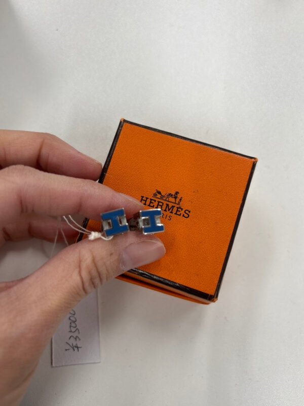 HERMES Bleu Pop H Earrings - Image 3