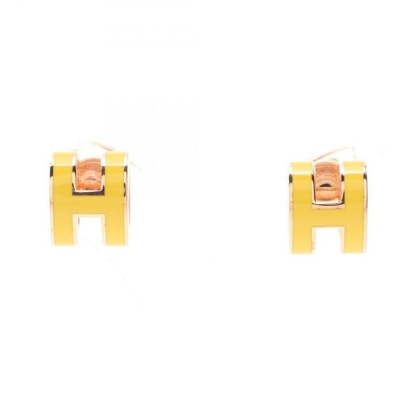 HERMES Mini Pop H Earrings Pink Gold Yellow Pre-loved Condition A - Image 6