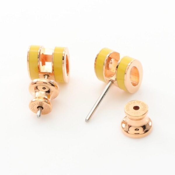 HERMES Mini Pop H Earrings Pink Gold Yellow Pre-loved Condition A - Image 7