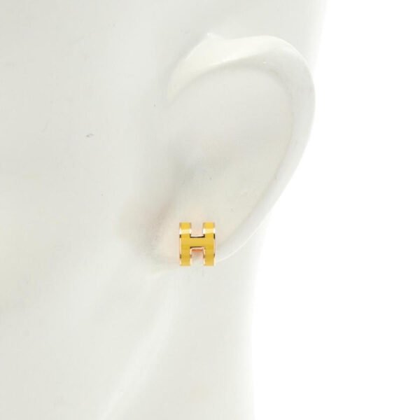 HERMES Mini Pop H Earrings Pink Gold Yellow Pre-loved Condition A - Image 9