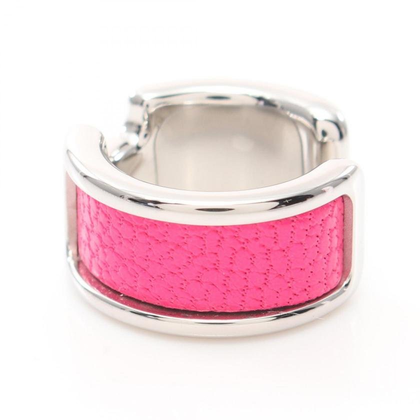 Pre-loved HERMES Olymp PM Rose Pop Ear Cuff Chevre Silver Pink - Image 3
