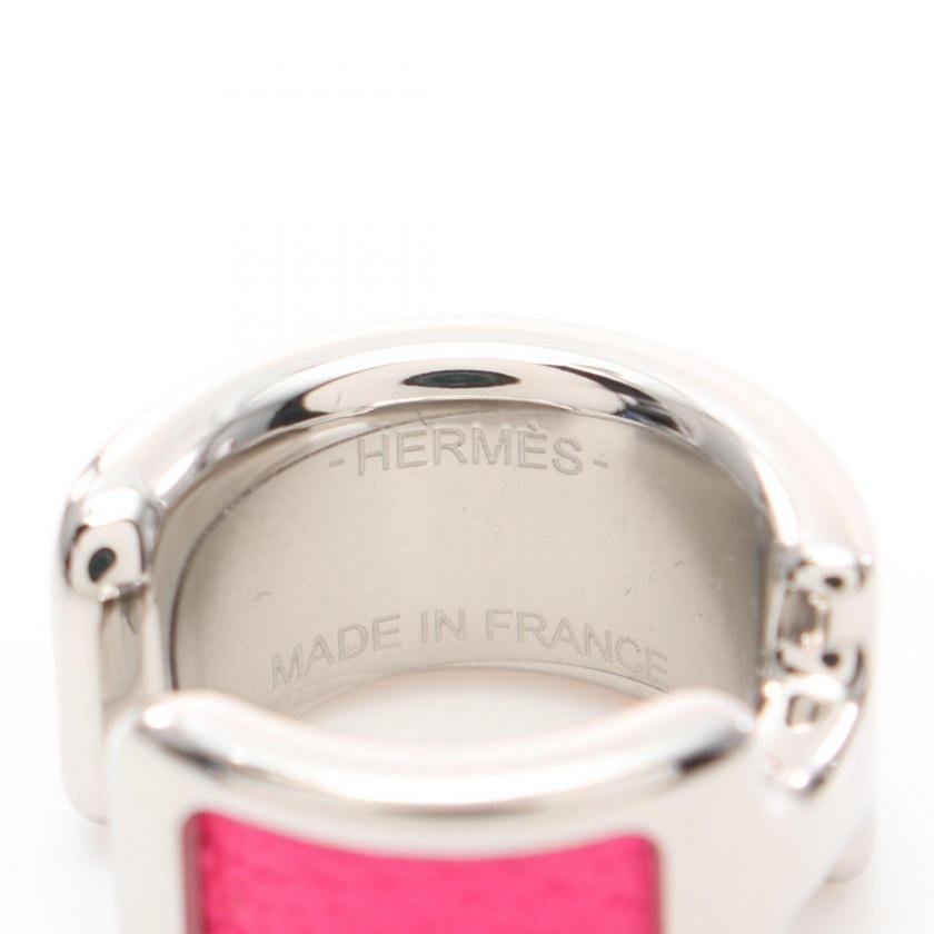 Pre-loved HERMES Olymp PM Rose Pop Ear Cuff Chevre Silver Pink - Image 7