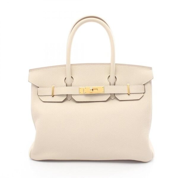 Pre-loved HERMES Birkin 30 Light Beige Clemence Leather Gold Hardware Handbag