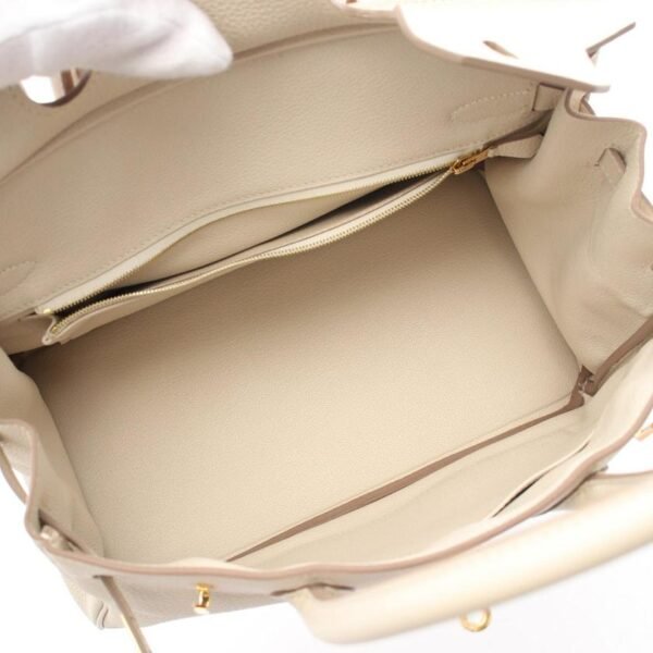 Pre-loved HERMES Birkin 30 Light Beige Clemence Leather Gold Hardware Handbag - Image 9