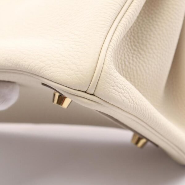 Pre-loved HERMES Birkin 30 Light Beige Clemence Leather Gold Hardware Handbag - Image 12