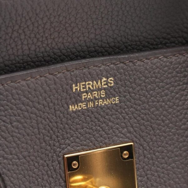 Pre-loved HERMES Birkin 35 Grimeyer Handbag Togo Gray Gold Hardware - Image 4