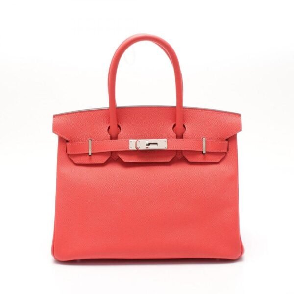 Pre-loved HERMES Birkin 30 Rouge Pivoine Handbag Coral Pink Silver Hardware