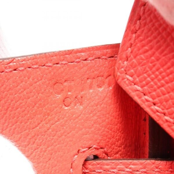 Pre-loved HERMES Birkin 30 Rouge Pivoine Handbag Coral Pink Silver Hardware - Image 6