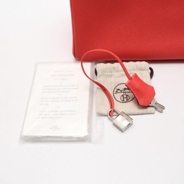 Pre-loved HERMES Birkin 30 Rouge Pivoine Handbag Coral Pink Silver Hardware - Image 7