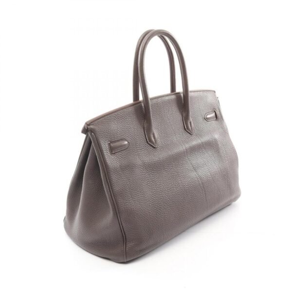 Pre-loved HERMES Birkin 35 Étoupe Handbag Clemence Leather Gray Beige Silver Hardware □O Stamp - Image 2