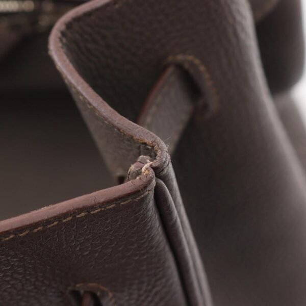 Pre-loved HERMES Birkin 35 Étoupe Handbag Clemence Leather Gray Beige Silver Hardware □O Stamp - Image 7