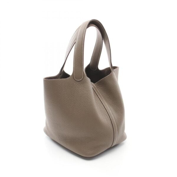 Pre-loved HERMES Picotin Lock MM Etoupe Handbag Clemence Leather Gray Brown Silver Hardware - Image 2