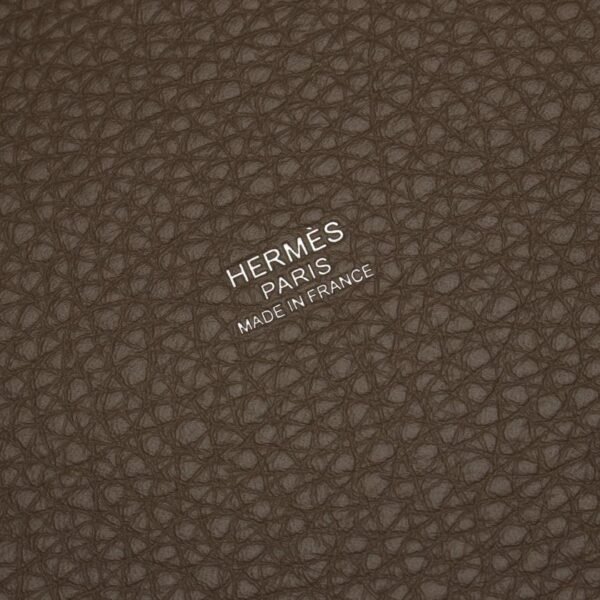 Pre-loved HERMES Picotin Lock MM Etoupe Handbag Clemence Leather Gray Brown Silver Hardware - Image 4