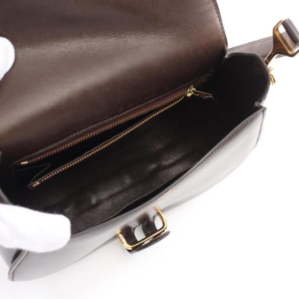 Pre-loved HERMES Passkey Ebene Shoulder Bag Dark Brown Gold Hardware - Image 3