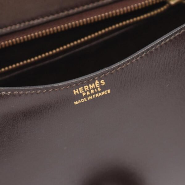 Pre-loved HERMES Passkey Ebene Shoulder Bag Dark Brown Gold Hardware - Image 4