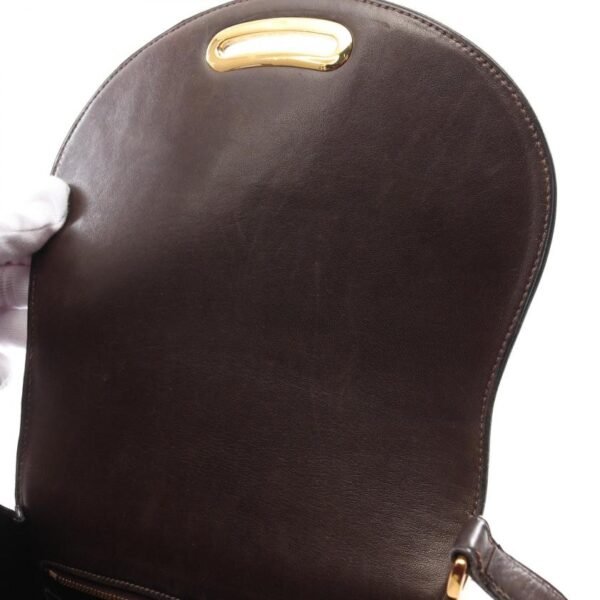 Pre-loved HERMES Passkey Ebene Shoulder Bag Dark Brown Gold Hardware - Image 5