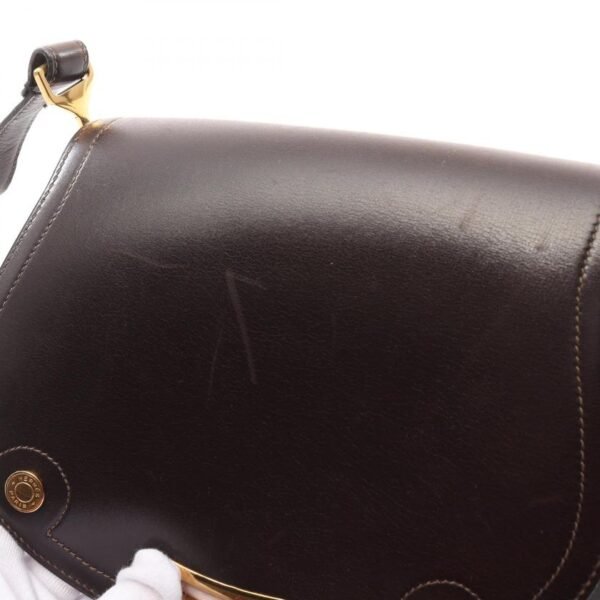 Pre-loved HERMES Passkey Ebene Shoulder Bag Dark Brown Gold Hardware - Image 6