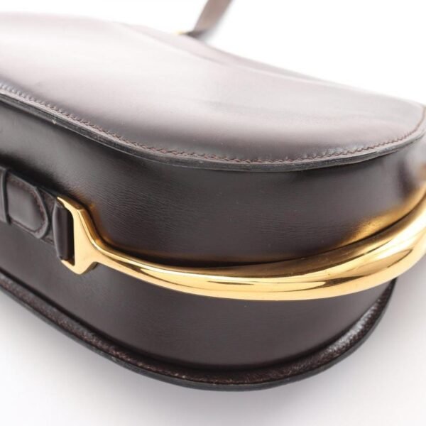 Pre-loved HERMES Passkey Ebene Shoulder Bag Dark Brown Gold Hardware - Image 8