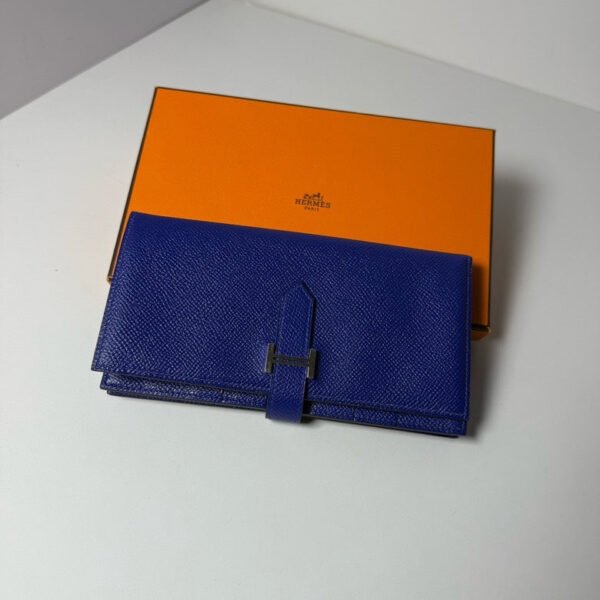 Hermes Kelly Long Wallet Blue Leather - Wallets