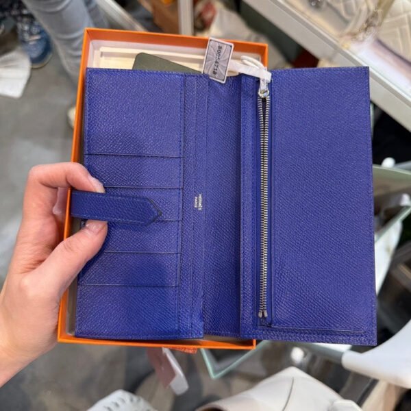 Hermes Kelly Long Wallet Blue Leather - Wallets - Image 5