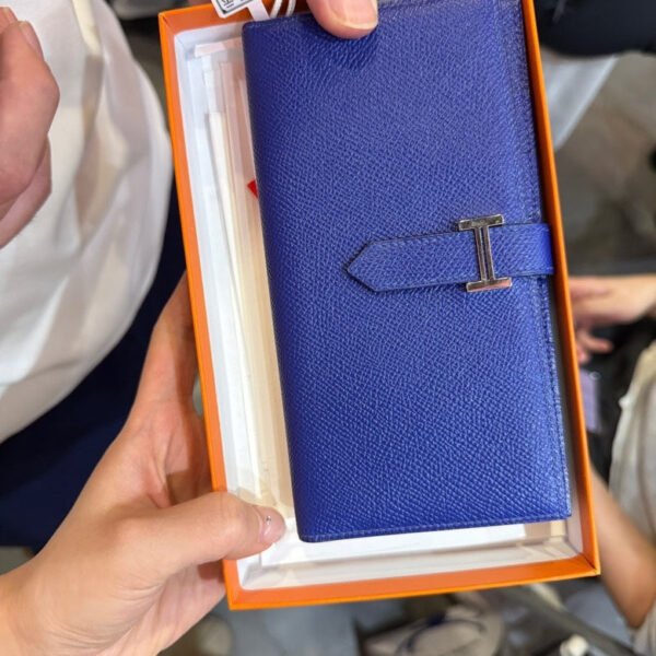 Hermes Kelly Long Wallet Blue Leather - Wallets - Image 2