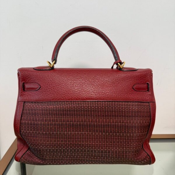 Preloved Hermes Kelly 35 Leather 2way Handbag Burgundy □F 2002 - Image 3