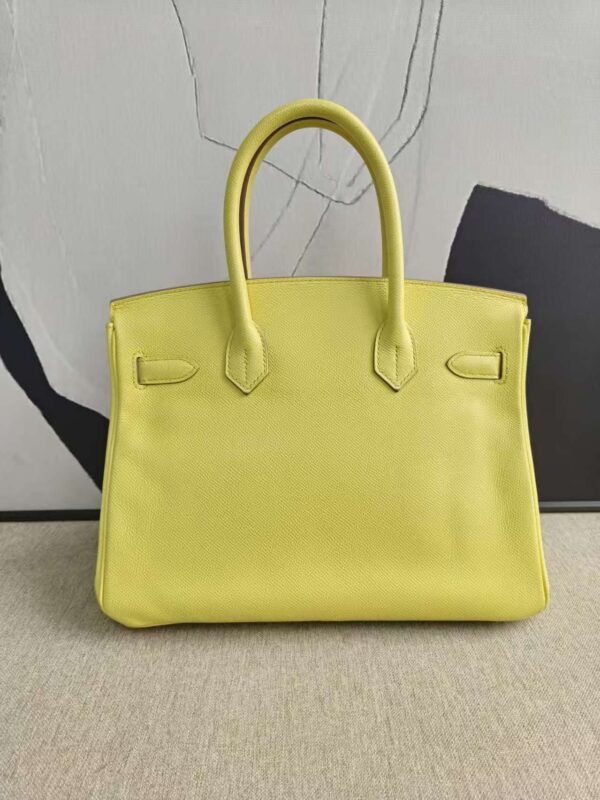 Preloved Hermes Birkin 30 Lime Leather Tote Bag - Image 4