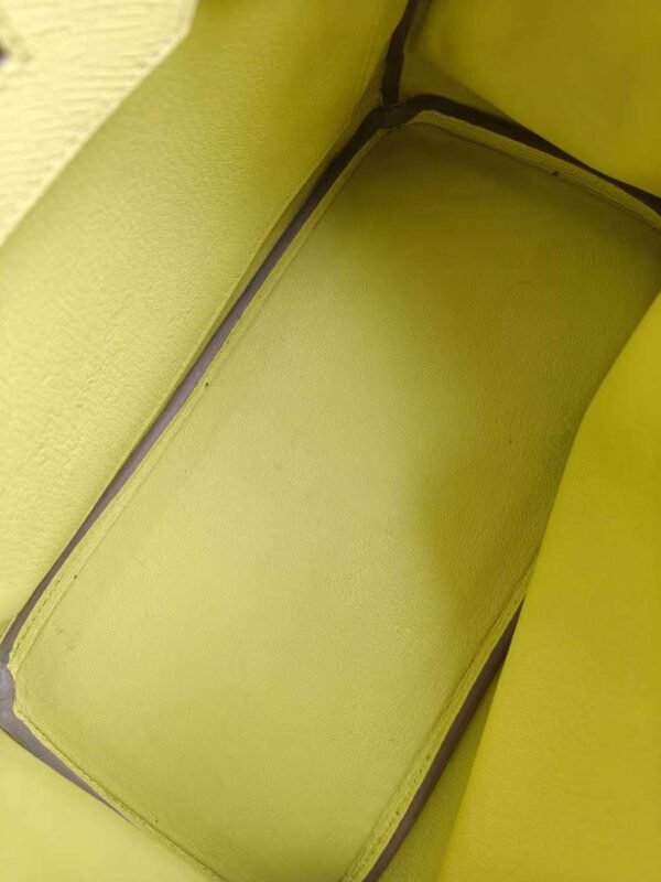 Preloved Hermes Birkin 30 Lime Leather Tote Bag - Image 6