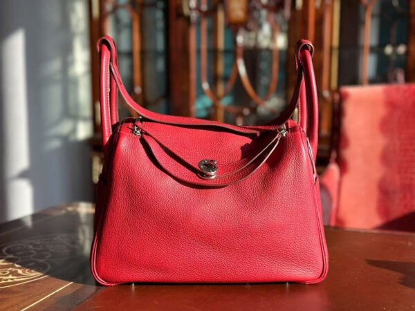 Preloved Hermes HYM07 Rouge Leather Shoulder Bag - Image 3