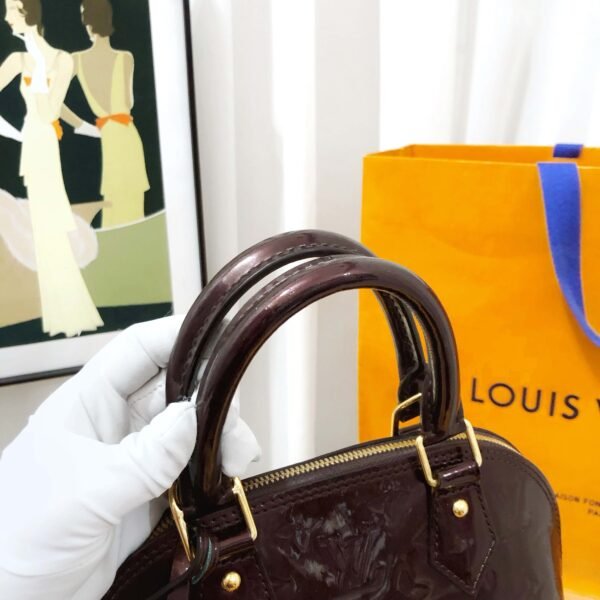 Preloved Louis Vuitton Alma BB Two-Way Bag in Amarante Vernis Leather - Image 4