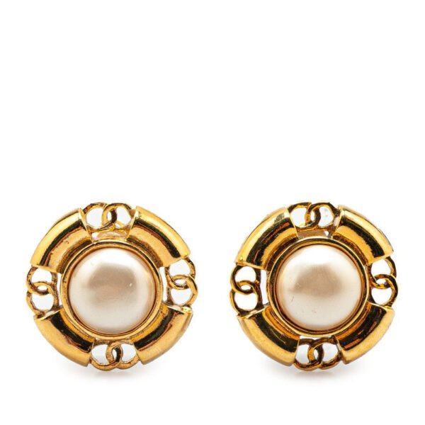 Chanel Vintage Coco Mark Pearl Earrings