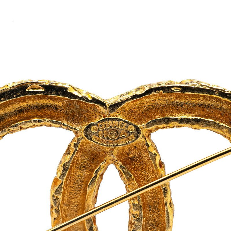Chanel Vintage Coco Mark Lava Brooch Gold - Image 3